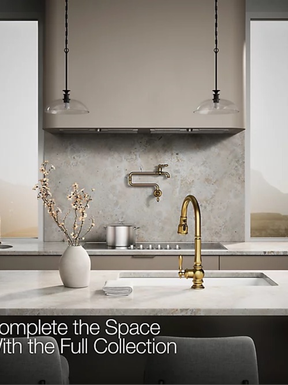 Vibrant Brushed Moderne Brass Kitchen Faucet - Vibrant Brushed Brass